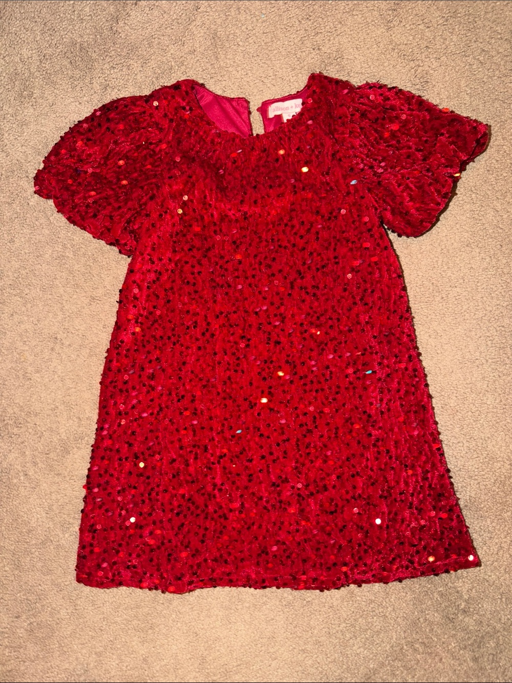 Red Sequin Holiday Dress for Girls
